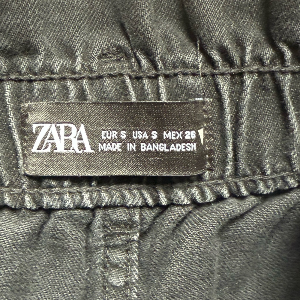 Zara Women's High Rise Paperbag Denim Jeans - Faded Black - Picture 8 of 9